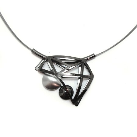 Black Rhodium 'Web' Design Necklace - Click Image to Close
